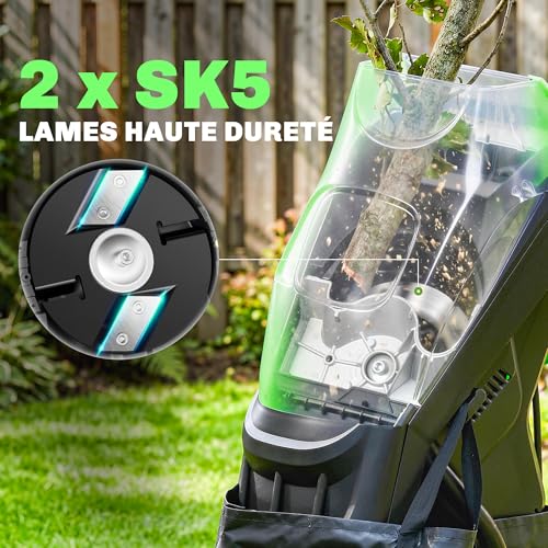 Broyeur de végétaux électrique Outsunny 2500W avec bac 45L