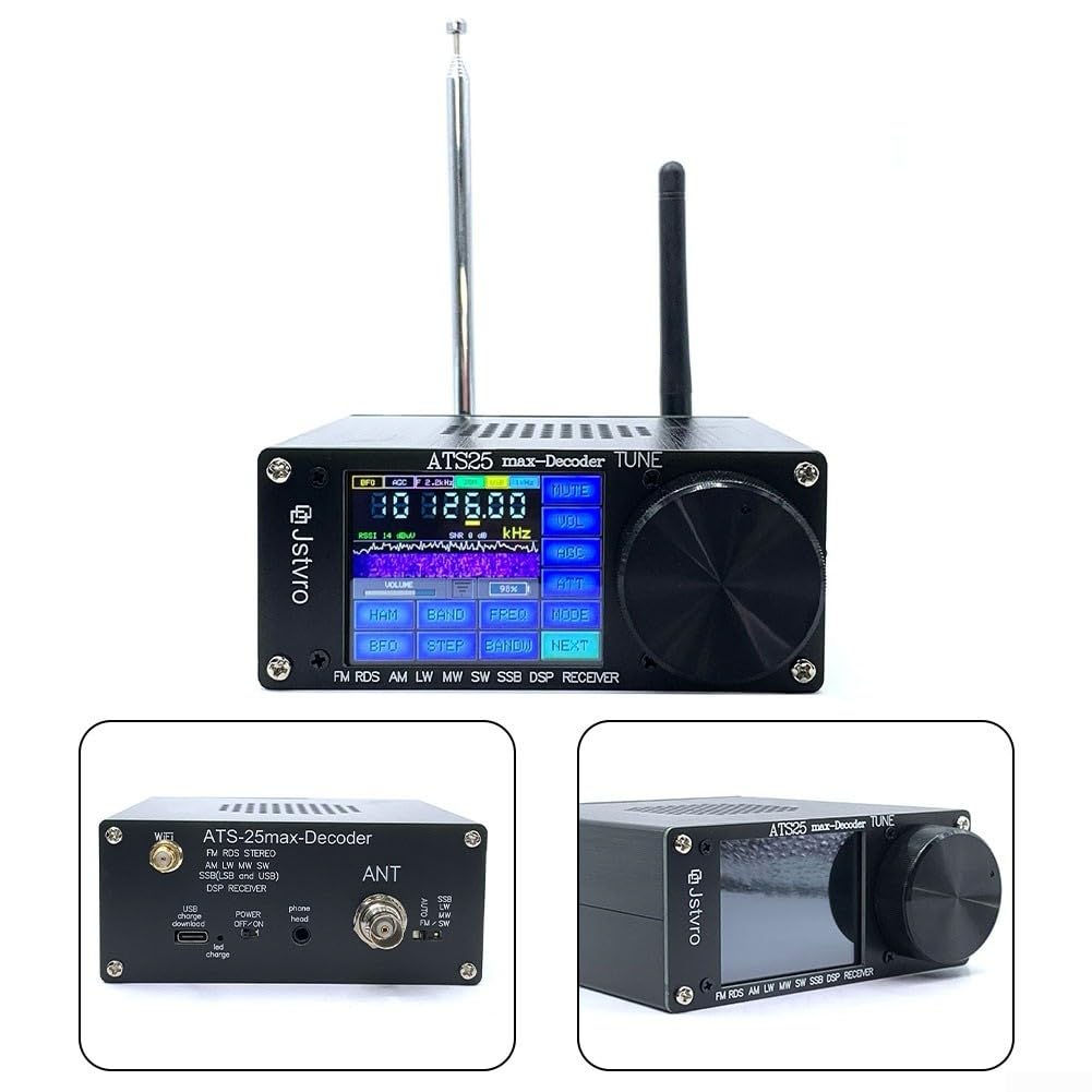 ATS-25Max SI4732 Radio, DSP FM LW MW SW SSB Empfänger, 2,4 Zoll Touchscreen, Funkempfänger-Set, Gehäuse aus Aluminiumlegierung, Digitale Tastatur Zur Eingabe Der Frequenz, DAB Radio