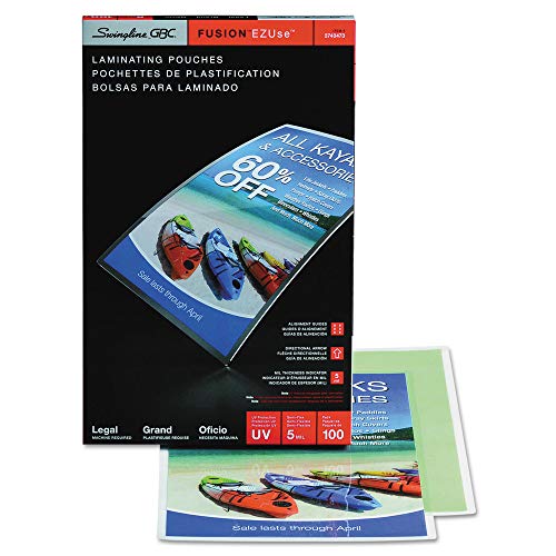 Swingline 3740473 Fusion EZUse Premium Laminating Pouches44; 5 mil44; 9 x 14.544; 100-Box