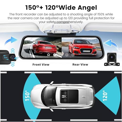 Câmera retrovisor retrovisor IPS de 9,66 polegadas com tela sensível ao toque - Câmeras de carro 108