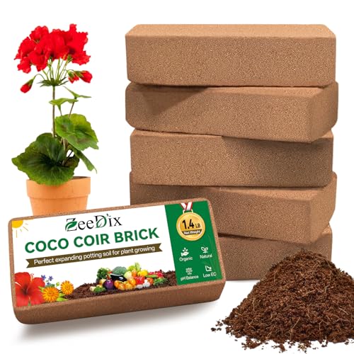 ZeeDix 6 Pcs Coco Coir Brick for Plants, 100% Organic