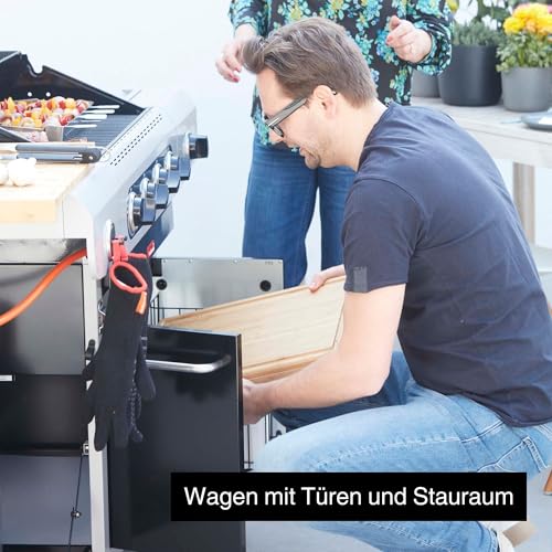 Barbecook Gasgrill Siesta 412 mit 4 Brennern und Seitenbrenner, schwarz, 132x56x119cm