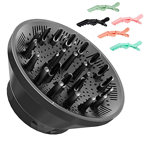 Universal Hair Diffuser for Curly and Natural Wavy Hair, Collapsible Diffuser Attachment for Hair Dryer, Hair Dryer Diffuser Blow Dryer Diffuser, Adjustable from 1.65 Inch to 3.14 Inch