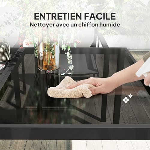 Table de jardin extérieure 140 cm et chaises pour repas sur terrasse