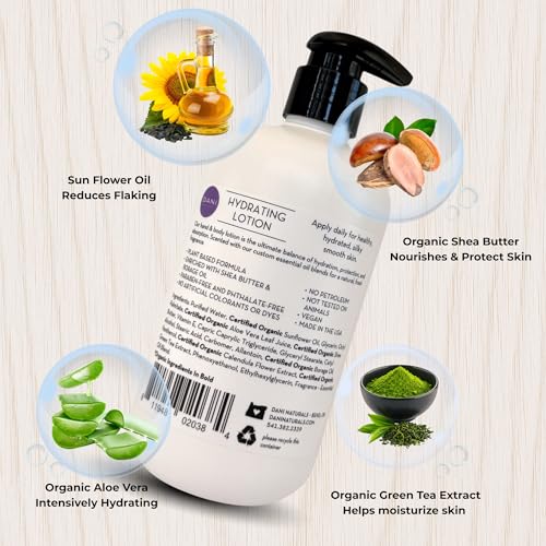 DANI Naturals Lemongrass Lavender Hydrating Lotion, Vegan Paraben-Free, Made with Organic Ingredients,12 fl oz