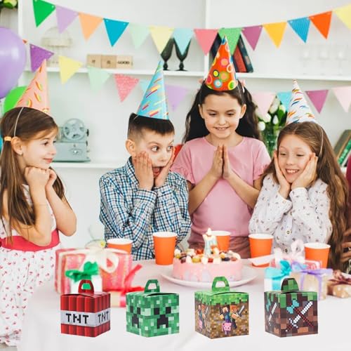 Image of 24 Pcs Cute Treat Boxes, Festival Celebrations Small Gift Boxes, Game Themed Dessert Boxes, Pixel Party Supplies for Birthday