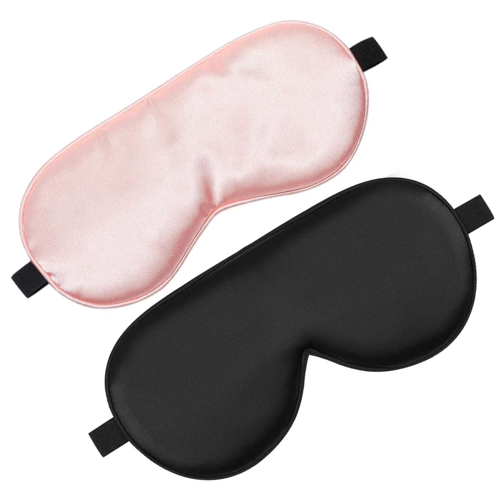 Sleep Mask 2 Pack Soft Blackout Eye Mask for Women Men Eye Sleep Shade Cover for Back and