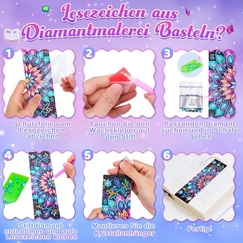 Basteln Mädchen 6 7 8 9 10 Jahre: Diamond Painting Kinder Lesezeichen Bastelset Kinder ab 6 Jahre Geschenke für Mädchen 7-8-10-9-11-12 Jahre Geschenkideen Kindergeburtstag Spielzeug ab 5-12 Jahre