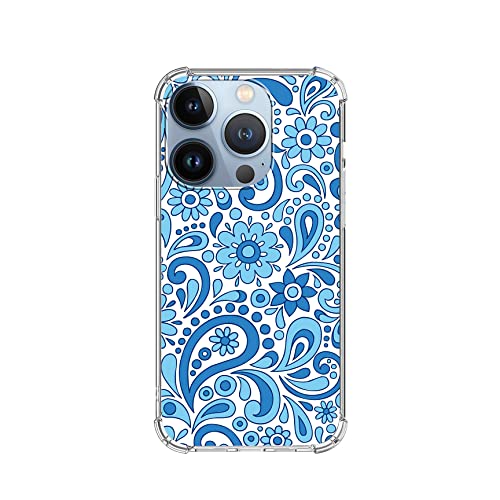 Uiaoiais Compatible With Iphone 14 Pro Clear Case,Swirly Henna Paisley Floral Pattern Design Phone Case Soft Tpu Shockproof Anti-Scratch Clear Cases Designed For Iphone 14 Pro 6.1 Inch #TOP1