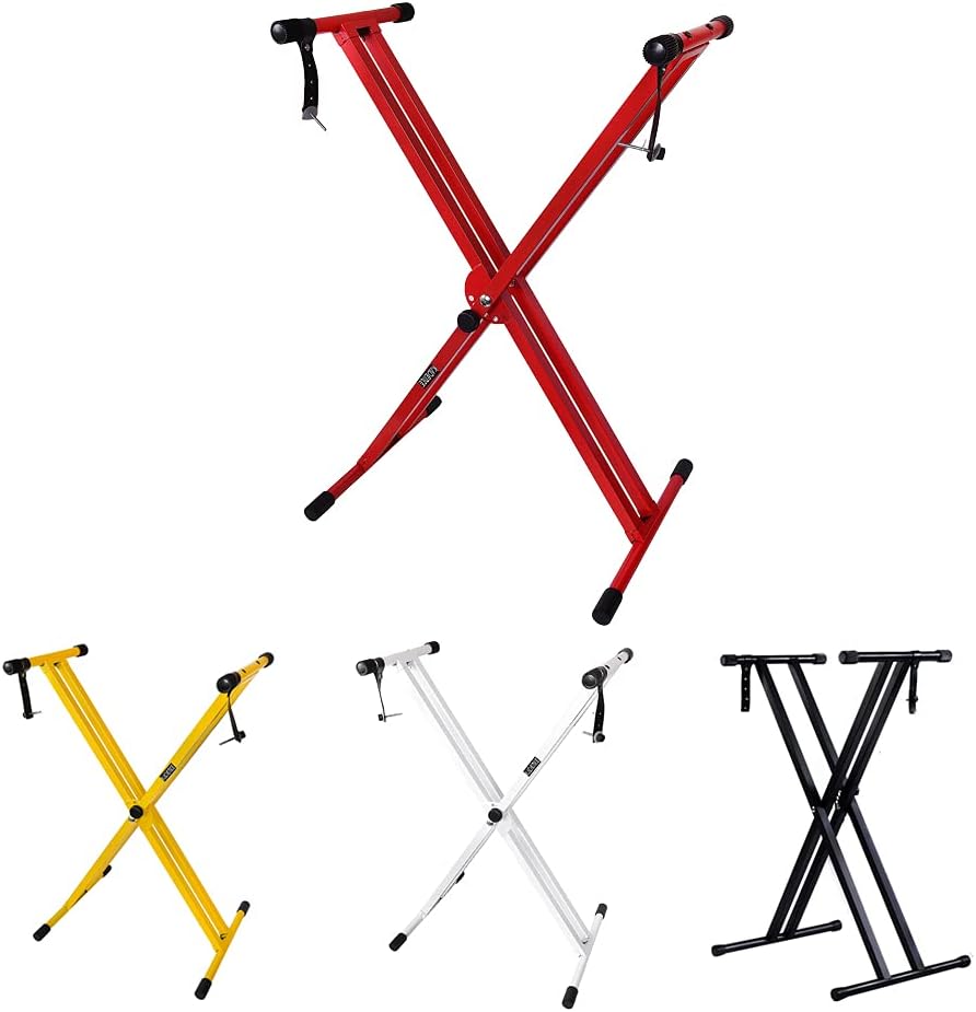 Kadence Heavy-Duty, Double-X, Adjustable Piano Keyboard Stand with Locking Straps (Red)