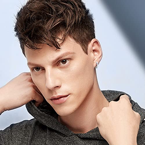 Immobird Hoop Earrings Men Unique Geometric Cut Face 925 Sterling Silver Black Hoop Earrings Handsome and Stylish3