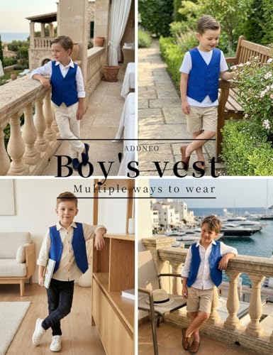 Image of Boys Formal Suit Vest Kids 3 Button Adjustable Back Strap Toddler Vests