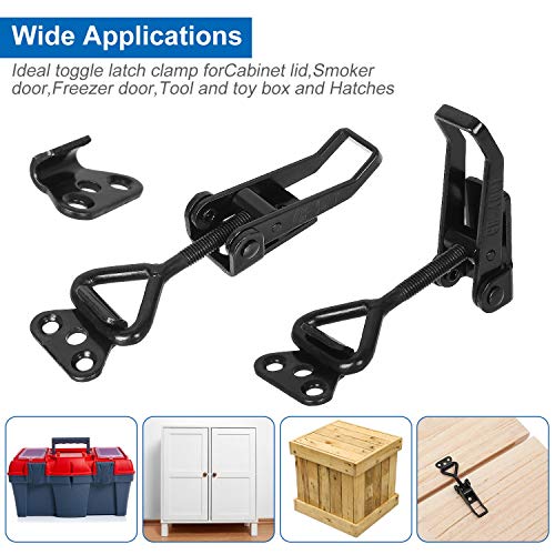 8Pack Adjustable Toggle Clamp, Black Pull Latch Clamp, Metal Smoker Door Latch, 360lbs Capacity Quick Release Clamp for Boxes, Cases, Chests