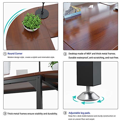 Foxemart L Shaped Desk Corner Desk 58" Computer Gaming Desk Pc Table Writing Workstation For Home Office, Large L Study Desk 2 Person Multi-Usage Tables Modern Simple Desk With Storage Bag & Cpu Stand #TOP5