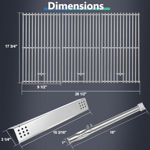 Image of Hiorucet Grill Grate Parts for Monument Grill 4 Burner 35633, 41847NG, 24633, 17842, 24367, Cooking Grids, D010012307 Flame Tamers, A0212926 Burners and Igniters for Monument Grill Replacement Parts.
