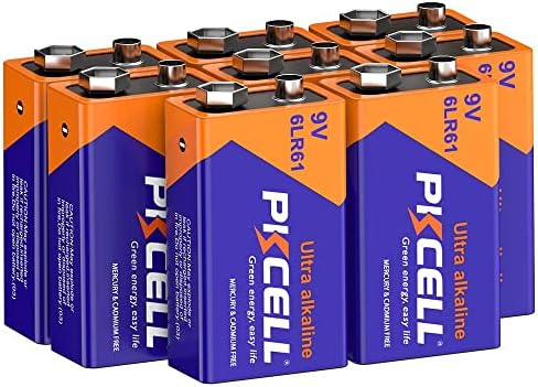 PILOCEL 9V Batteries 8 Counts 9V 6LR61 Battery 9 Volt Battery Alkaline 9V Battery 9V Batteries 6LR61 Batteries 9 Volt Batteries Disposable Battery for Smoke Detector…
