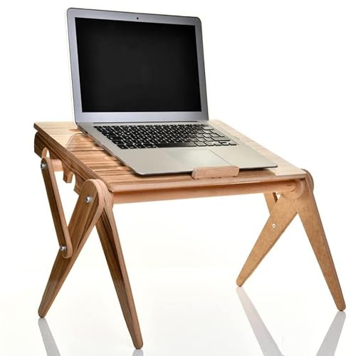 Andija Klappbarer Laptopständer, Faltbarer Holz Kaffeetisch, Ausgezeichnete Kühlleistung, Natur Laptop Halter, 3 Stufe Notebook Ständer, Mehrzweck Laptop Stand Cover