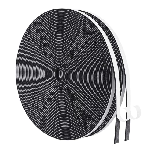 Image of MAGZO Weather Stripping Door Seal,1 /4 Inch Wide X 1 /16 Inch Thick Adhesive Foam Tape Soundproof Weatherstripping for Windows, 2 Rolls Total 65FT Black