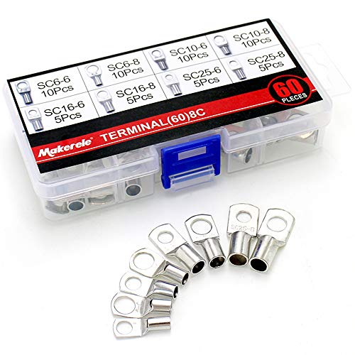 Creatorele 60Pcs Bolt Hole Tinned Copper Terminals Set-Wire Terminals Connector Cable Lugs Battery Sc Terminals Glimpse Of Mouth #TOP6