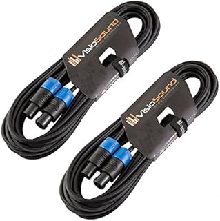 2 x Rean Male Locking Speakon to Speakon Lead/Speaker PA Amp Cab Cable / 2 Pack 10m