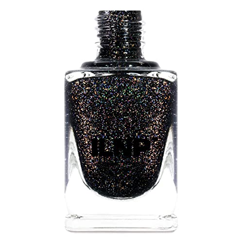 Image of ILNP Silhouette - Rich Black Gold Flake Holographic Nail Polish