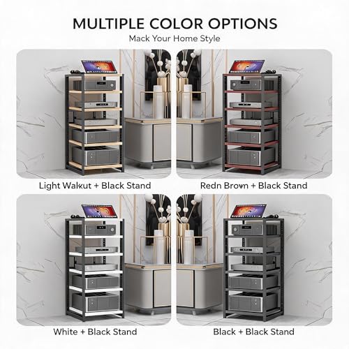 Rack audio stéréo à 5 niveaux et support meuble multimédia ouvert réglable - 8