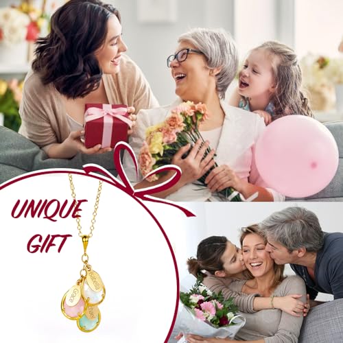 Custom Mother\'s Day Gift • Mom Necklace with Kids Birthstones and Dainty Name Charms • Personalized Initial Charm Necklace • Family Generations Gift for Women • 14k Gold Filled or 925 Silver [TPCSwOV] - Thumbnail 4