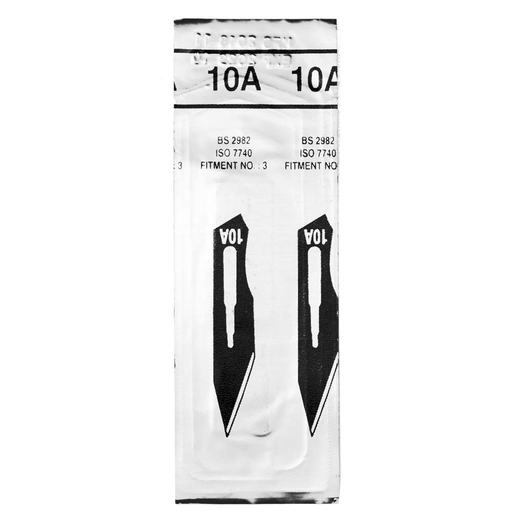 Hojas bisturi nº 10A - cuchillas escalpelo - bisturi quirurgico - recambio cuchillas - envase de abastecimiento con 100 cuchillas de repuesto
