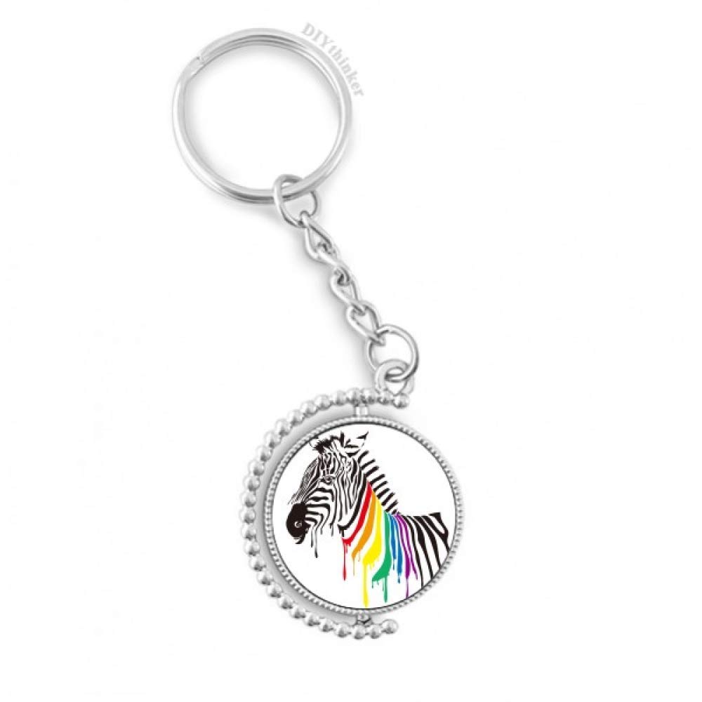 Llavero giratoria cebra arco iris LGBT con anillo resistente 4