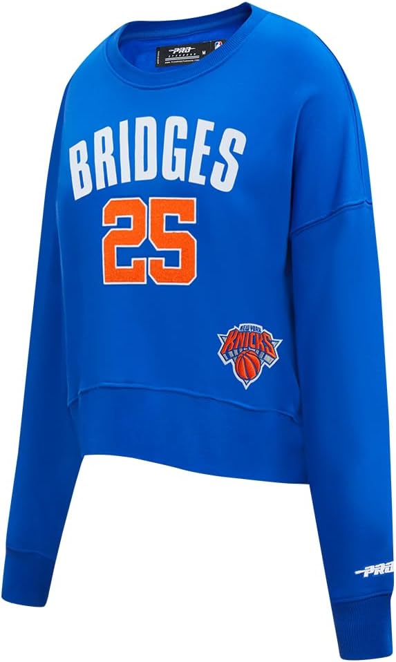 Pro Standard Womens NBA New York Knicks Mikal Bridges #25 Classic Player Crewneck Sweatshirt Royal Blue Xl - Image 2