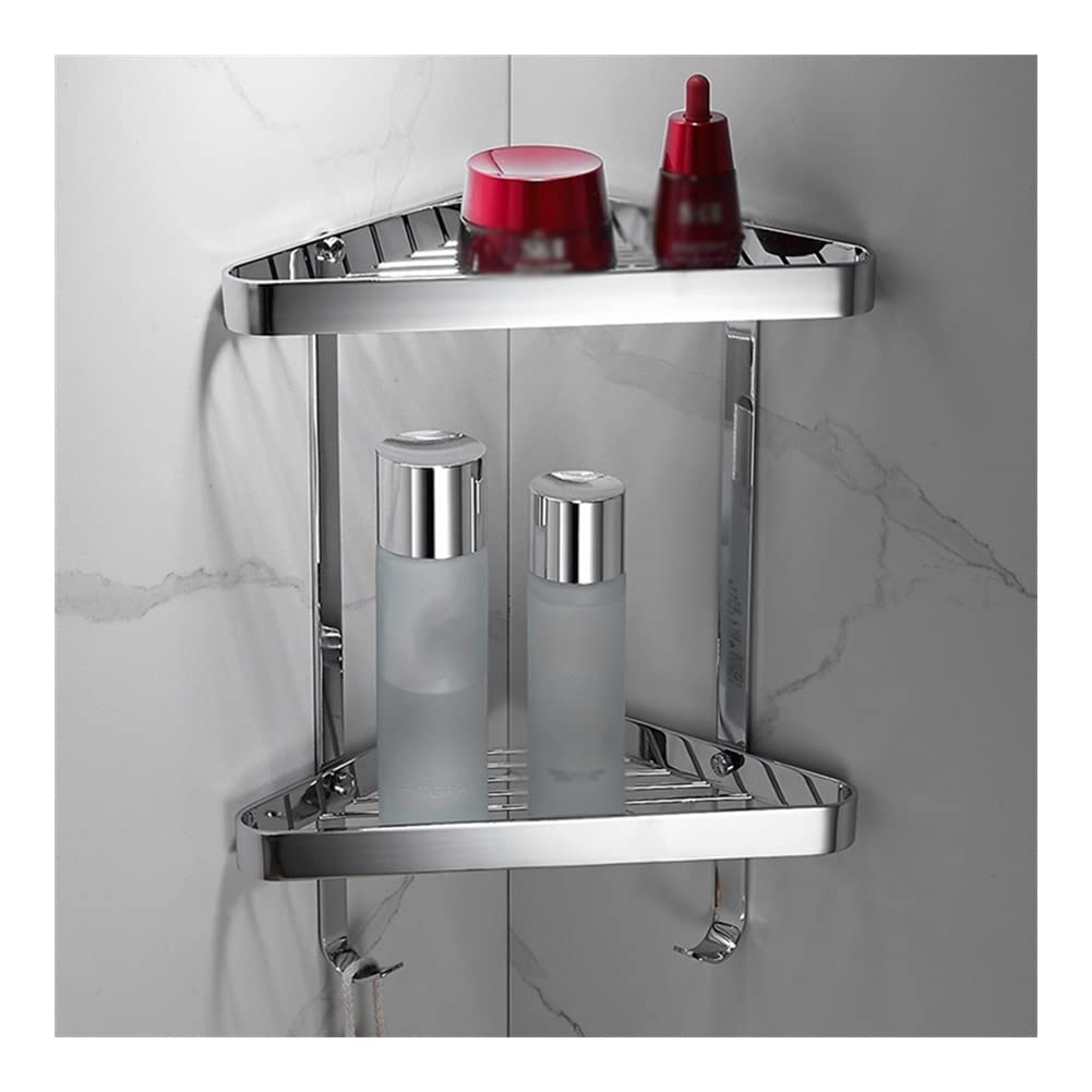 Shower Caddy Brushed Gold Bathroom Shelves Metal Shower Corner Shelf Wall Mount Shampoo Storage Shelf Rack Bathroom Basket
