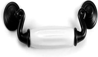 RSRSR Perillas de cerámica for gabinete, Tirador de cajón, Tirador de tocador, Tirador de gabinete de Cocina, Color Blanco y Negro (Color: Tirador de cajón con asa)(White)