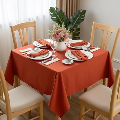 Image of sancua Square Tablecloths Fall Table Cloth, Rust, 85x85 Inch