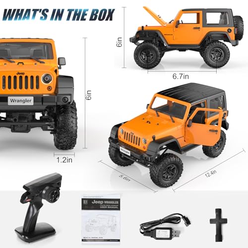 DOUBLE E Jeep Wrangler Remote Control Car for Boys, RC Cars, 1:14 Monster RC Truck Off-Road RC Crawler with Led Headlight and Rechargeable Battery Gifts for Adults Boys 8-12 - Thumbnail 6