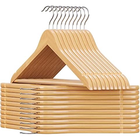 SONGMICS Wooden Hangers with Swivel Hooks Cover