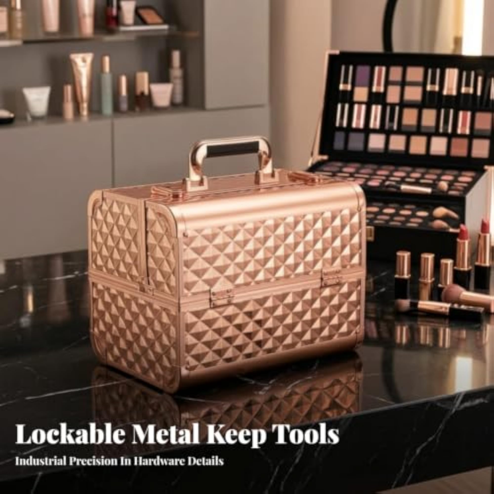 Professional Makeup Case with Fold-Out Trays