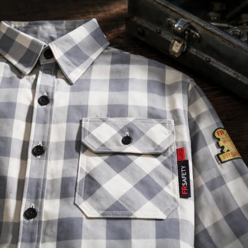 Image of SRsafety Hi Vis FR Shirts for Men,7.0oz Long Sleeve FR Work Shirts,100% Cotton High Visibility Fire Shirt