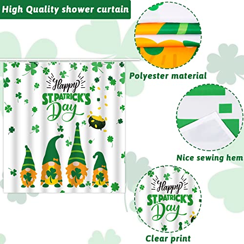 Gisgfim 72" X 72" St Patrick's Day Shower Curtain Irish Gnome Green Clover Shamrock Spring Bathroom Curtain Machine Washable Fabric Shower Curtain For Holiday Home Bath Bathtub Decor With 12 Hook #TOP2
