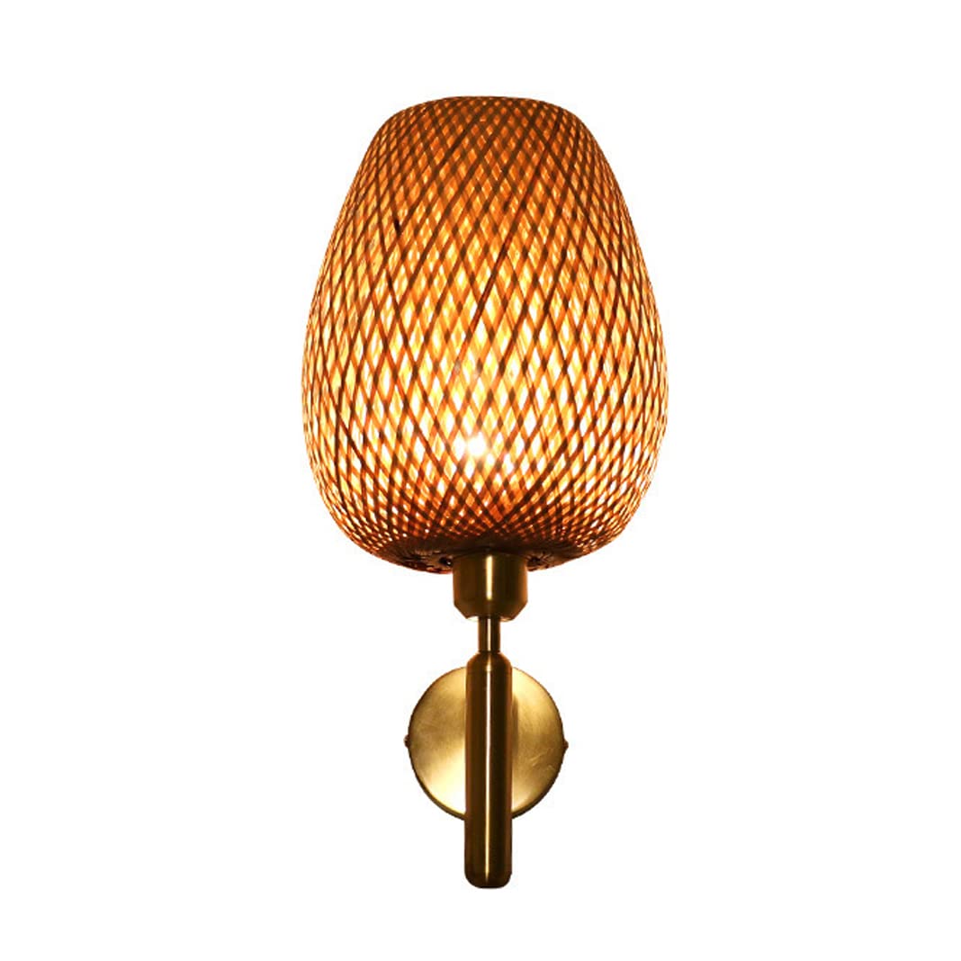 Huayusedf D Art Bamboo Wall Lamp Industrial Lights E27 Handmade Rattan Lampshade Wicker Sconce Lighting For Bar Cafe Living Room Bedroom Ining (A)(D)