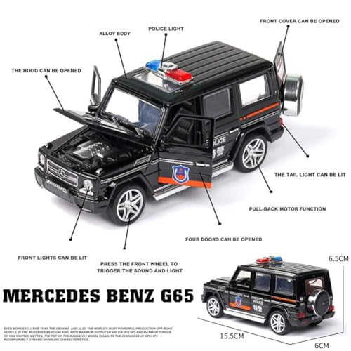 Image of SPITEN 1:32 Scale Exclusive Alloy Metal Pull Back Die-cast Car Scale Model with Sound Light Mini Auto Toy for Kids Metal Model Toy Car with Sound and Light (AMG -Police CAR)