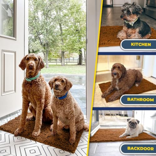 Image of Muddy Mat | Super Water Absorbent Door Mat Indoor, Microfiber Quick Dry Chenille Entryway Rug, Slip Resistant Front Door Mat, Indoor Mats for Entryway, Machine Washable Pet Rug, Amber 2ft x 4ft