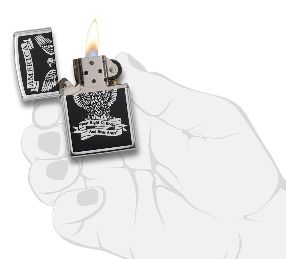 Zippo Eagles Dare Pocket Lighter - Refillable Flip-Top Windproof Lighters - Fierce Soaring Eagle Patriotic Design Pocket Lighters - Luxury Metal Lighter Made in USA product thumbnail 7