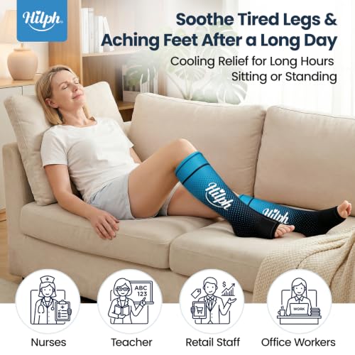 Image of Hilph 2PCS Full Calf Ankle Ice Pack Wrap, Extended Leg to Foot Ice Sleeve