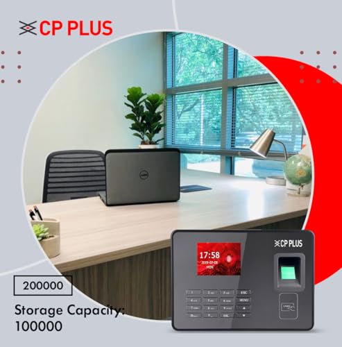 Image of CP PLUS Fingerprint Time and Attendance Machine | Biometric System with ID Card & Password Access | Built-in Battery | Fast Recognition ≤1.5s | USB, TCP /IP | 1000 Users | CP-VTA-F1043