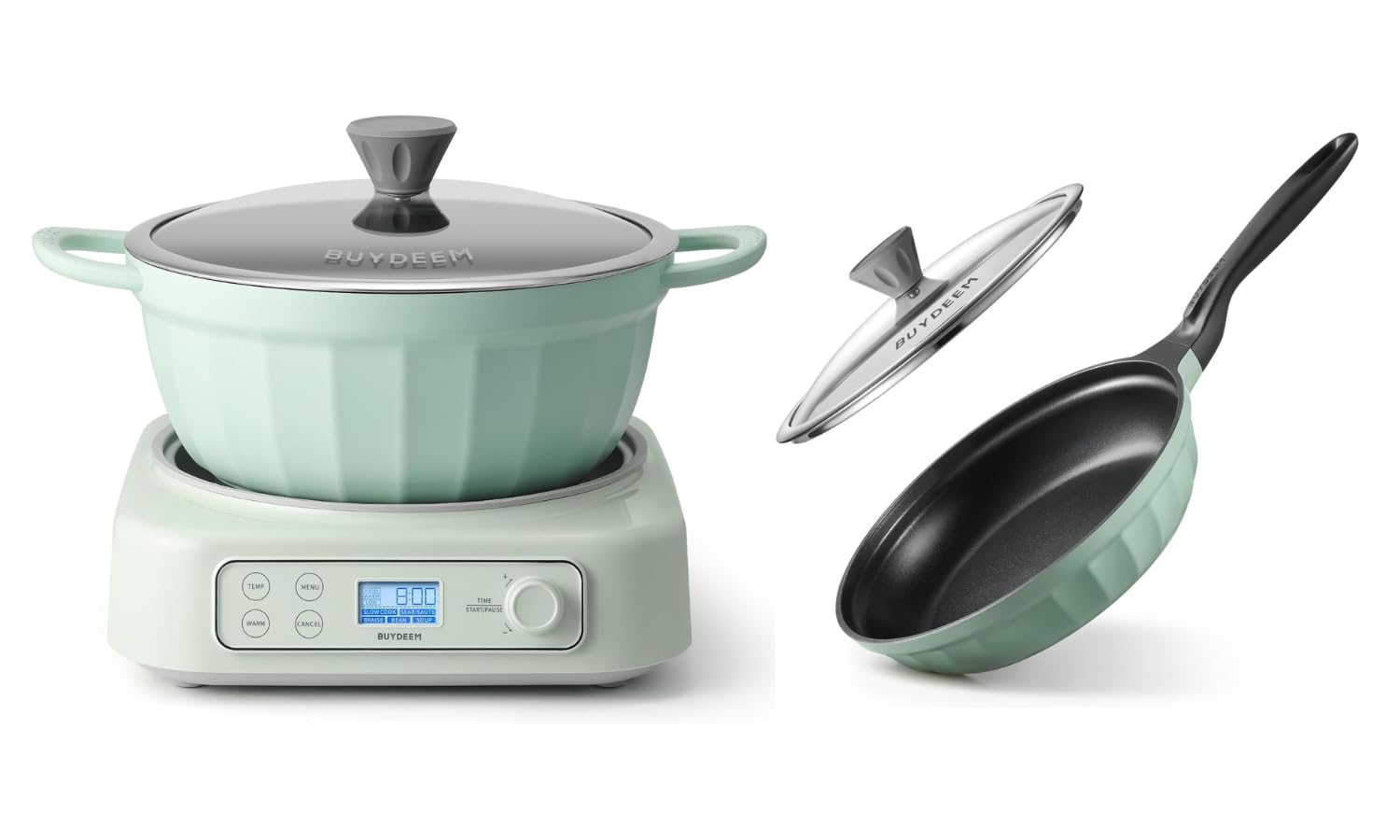 BUYDEEM 5-in-1 Slow Cooker 4 7QT with Removable Nonstick Stockpot CP151 Cast Aluminum Non Stick Sauce Pan 2
