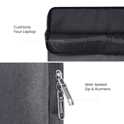 Craloft Polyester Laptop Sleeve Cover Bag 14 Inch with Charger Pouch for Dell/Hp/Asus/Lenovo/Acer (Grey_L26) - Image 4