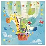 Janod – Grußkarte-Puzzle – Geschenkkarte-Puzzle 25 Teile Heißluftballon + 1 Karte + 1 Umschlag – Ideal für Geburtstagskarten, Grußkarten – Ab 3 Jahren