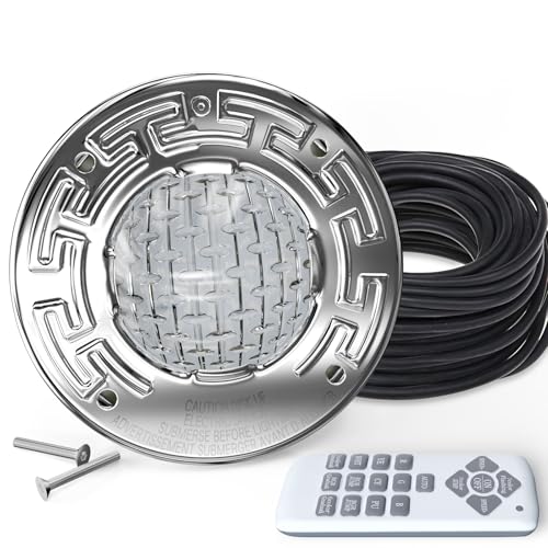 PROPART 6 Inch Inground Pool Light Replacement 12VRGBW LED with 50FT Cord 316 Stainless Steel CompactLight for Pool Steps & Spa Compatible withPentair/Hayward/Jandy Wet Niches
