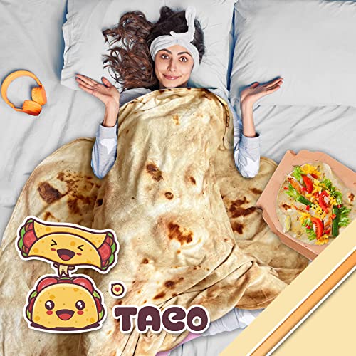 Tortilla Blankets Funny Gift Food Adult Kids Size 60 Inch Double Side Taco Mexican Cute For Baby Stranger Weird Personalized Soft Fuzzy Cozy For Bed Sofa Round Flannel Novelty #TOP3