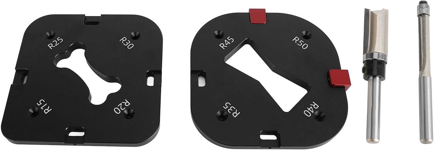 Woodworking Round Corner Radius Template Set for Router Tables - Aluminum Alloy Quick Positioning Jig - Includes R15 R20 R25 R30 R35 R40 R45 R50 Angles for Furniture and Frame
